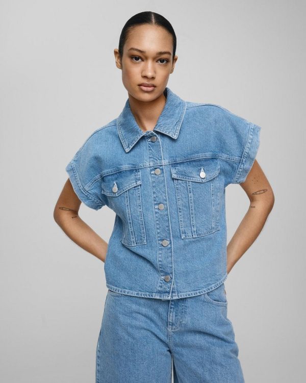 MSCHElida Ada Denim Shirt Light Blue Wash Mode – Bild 2