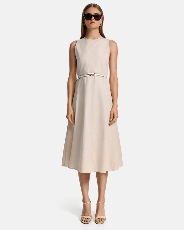 Midikleid Kurzarm Creme Mode – Bild 2