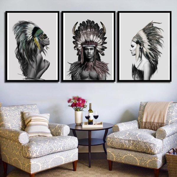 Tableau Vintage Indien Noir Et Blanc Im Angebot – Bild 3