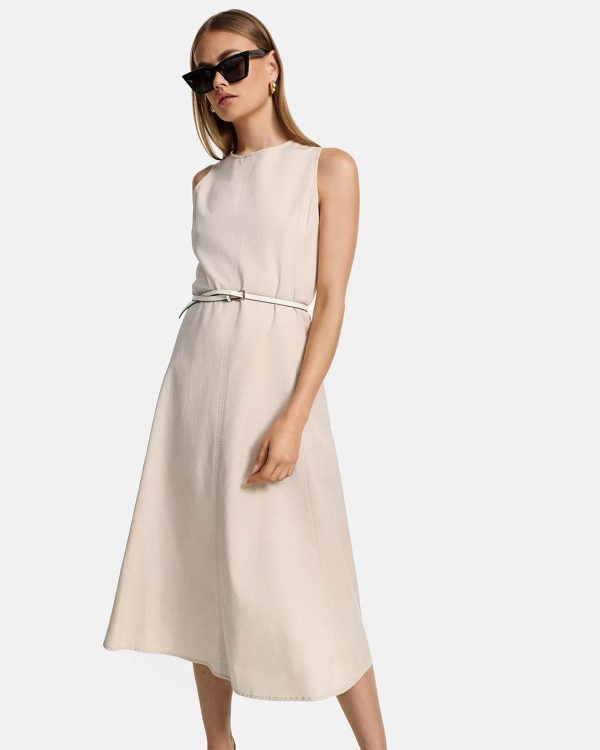 Midikleid Kurzarm Creme Mode