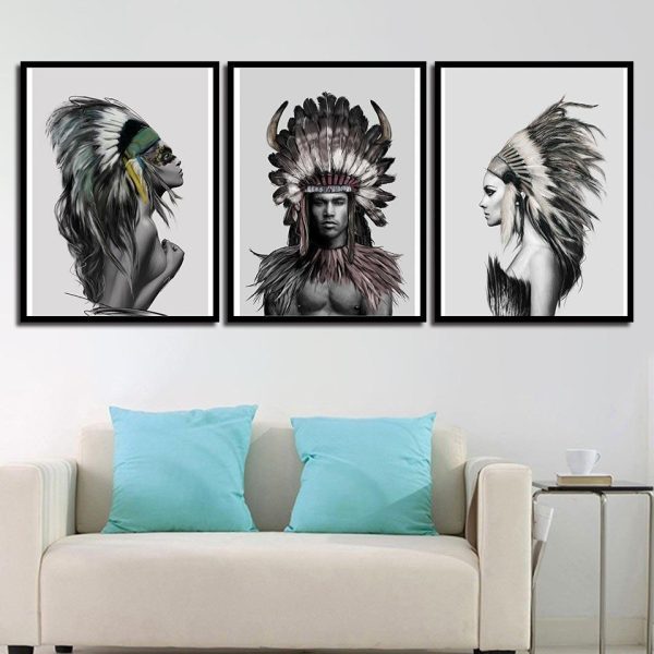 Tableau Vintage Indien Noir Et Blanc Im Angebot – Bild 2