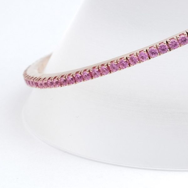 Armband EX TENSIBLE  Tennis 2  Rosegold + rosa Safire Jetzt online – Bild 4