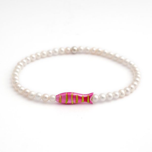 Armband  Fisch  pink mit Streifen Rabatt
