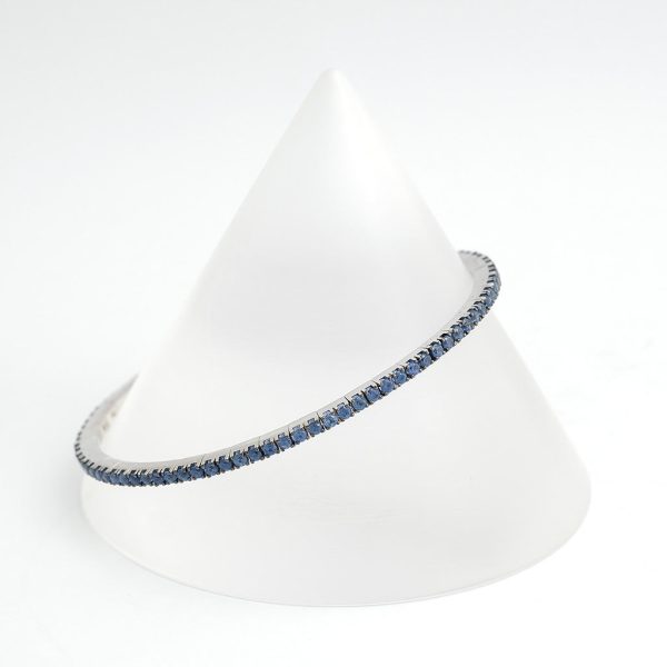 Armband EX TENSIBLE  Tennis 2  Weißgold + blaue Safire Online-Schn?ppchen